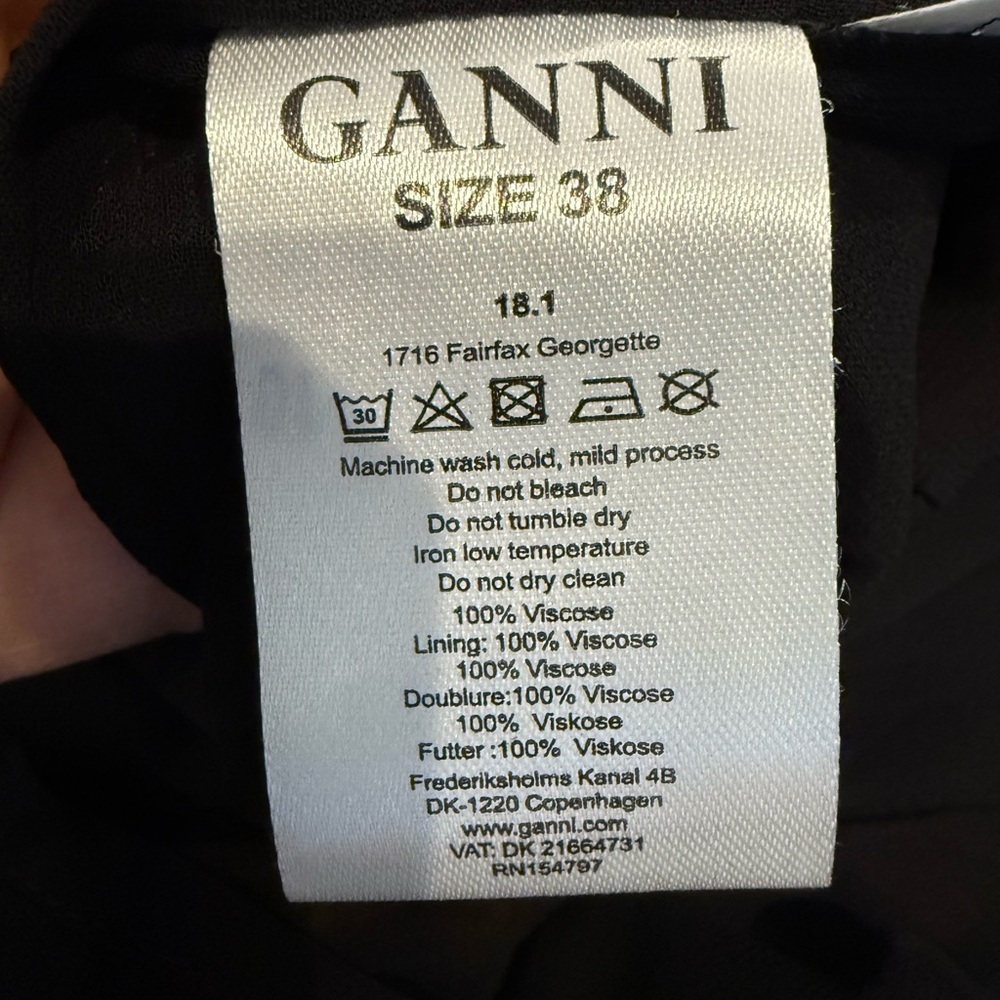Ganni Black Sheer Dress with Orange Floral Design Lined on Bottom - Picture 15 of 15